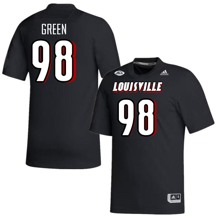 Men #98 Adonijah Green Louisville Cardinals College Football Jerseys Stitched-Black